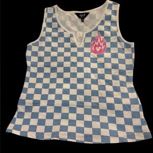 Hell Bunny Blue and White Checkered Tank. Size S